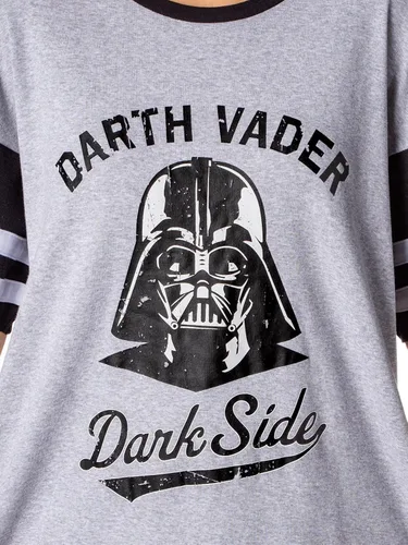 Vista 3 de INTIMO Star Wars Darth Vader Varsity Football Boyfriend - Camisón de noche de gran tamaño para mujer, Gris