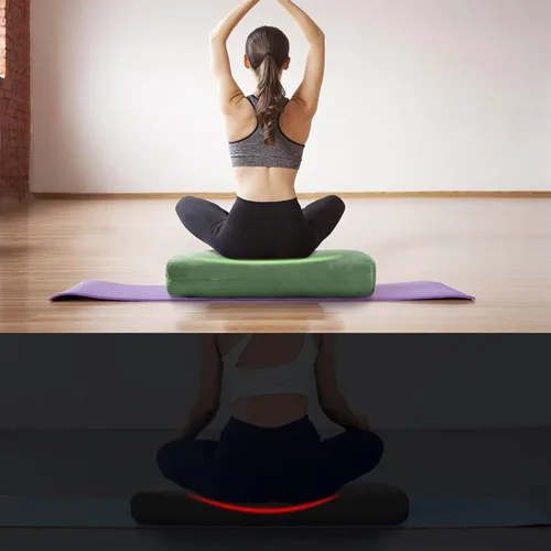 Vista 5 de HOMBYS Almohada de espuma triturada para yoga y meditación restaurativa, versátil almohada de apoyo de yoga rectangular de alta calidad con funda