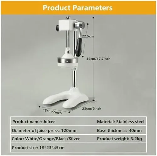 Vista 8 de Exprimidor manual de cítricos, exprimidor de cítricos de grado comercial, máquina exprimidora para comerciales, incluye 2 moldes y 2 exprimidores