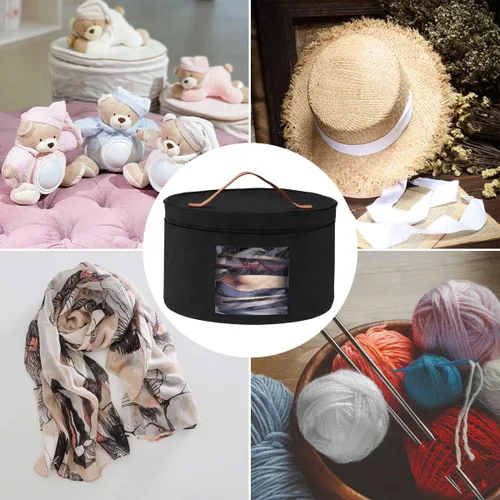 Vista 7 de Color You Caja para sombreros, caja de almacenamiento de sombreros de 17 pulgadas de diámetro, cajas para sombreros para mujeres y hombres, estuche
