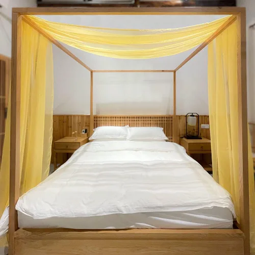 Vista 14 de Linentalks Cortinas de cama negras para cama individual, bufanda de cama transparente de lujo, cortinas de cama con cenefa, cortinas de cama