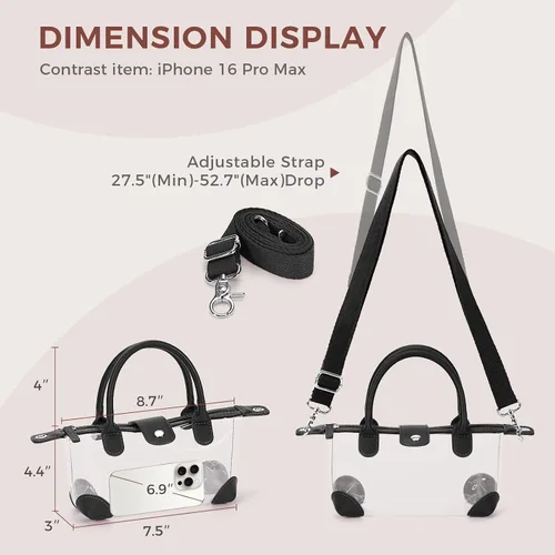 Vista 6 de OFY Clear Bag for Stadium Approved Clear Stadium Bags for Women Small Crossbody Purse Handbags for Concerts Sports Events