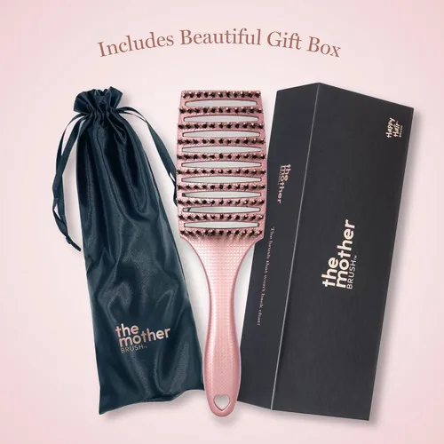 Vista 5 de HAPPY HAIR: The Mother Brush - Cepillo desenredante patentado de calidad de salón de belleza, cerdas de jabalí con alfileres diseñadas para que