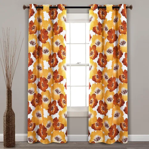 Vista 23 de Lush Decor Julie - Paneles de cortinas de ventana con aislamiento floral y ojales 100% opacas, par, 38" de ancho x 95" de largo, azul y verde Azul