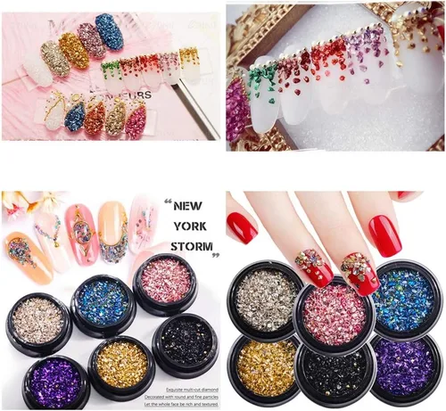 Vista 7 de Brillantinas metálicas irregulares de vidrio triturado, espolvorea con purpurina gruesa, dorado, 3.53 oz, 5/64 – 5/32 pulgadas, para manualidades