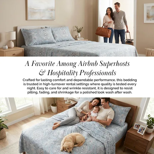 Vista 214 de Southshore Fine Living, Inc. Colección Winter Brush, juego de sábanas de 3 piezas para cama individual, sábana bajera con bolsillo profundo de 14