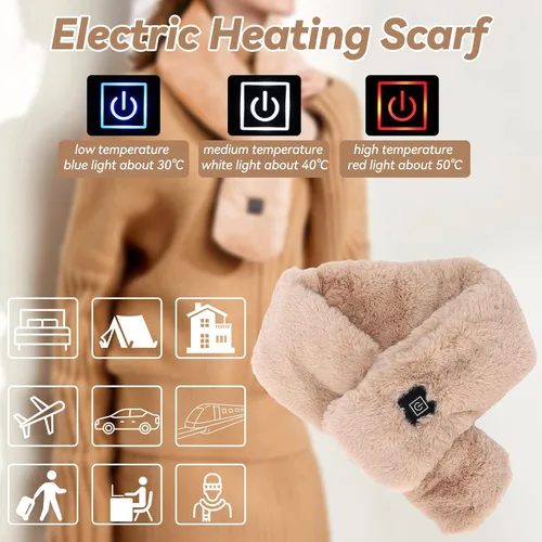 Vista 3 de plplaaoo Heating Scarf, Adjustable Heated Scarfs for Women Men,USB Heated Scarf Adjustable Neck Heating Scarf Detachable