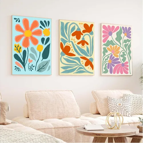 Vista 6 de Clendo Juego de 6 paquetes de pintura por números para adultos, kit de pintura por números de flores fáciles para adultos en lienzo sin marco
