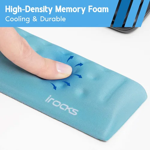 Vista 5 de i-Rocks Reposamuñecas de Espuma Viscoelástica para Teclado - Reposamuñecas que Reduce el Dolor para Teclado de Computadora - Reposamuñecas con Base