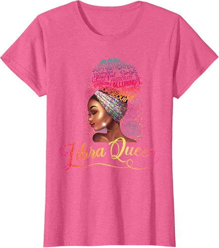 Vista 5 de Libra Queen Afro - Camiseta de cumpleaños para mujer de septiembre de octubre, melanina, Negro, S
