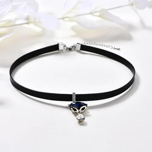 Vista 2 de LVEN - Gargantilla negra para mujer, collar de tono doradoplateado con elegante dije