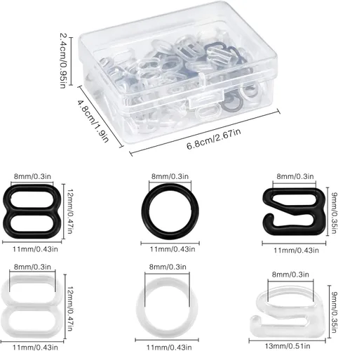 Vista 3 de SelfTek 120 clips para correa de brasier para espalda, brasier de 0.315 pulgadas que convierten el brasier de 0.315 pulgadas, clips de ajuste