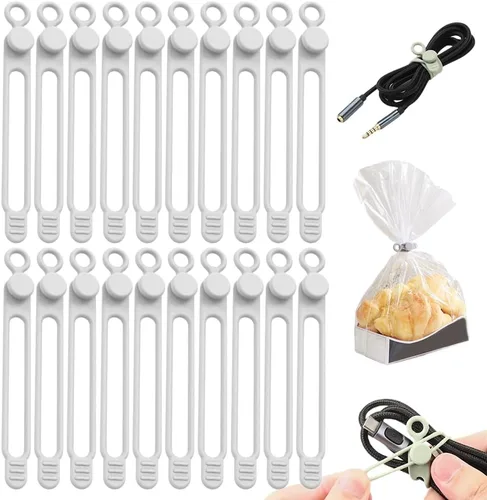 Vista 8 de Bridas de silicona para cables, organizador de cables reutilizable de datos nuevos 2026, gestión de cables de viaje para electrodomésticos, gestión