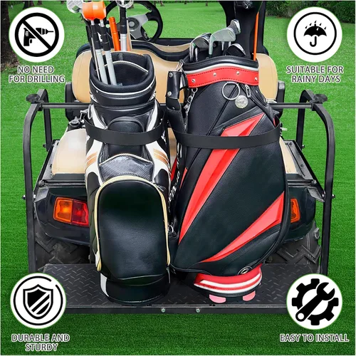 Vista 3 de 10L0L Soporte universal para bolsa de asiento trasero para carrito de golf para la mayoría de carritos de golf 2+2, soporte ajustable sin