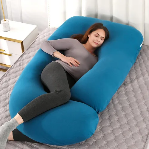 Vista 6 de Elover Almohada de Embarazo Imprescindible para Dormir en Forma de U, Almohada de Maternidad de Cuerpo Completo con Funda Refrescante Extraíble