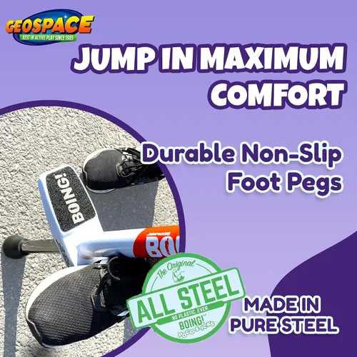 Vista 5 de Geospace Pogo Stick de Air Kicks para jinetes de 90 a 160 libras (azul)