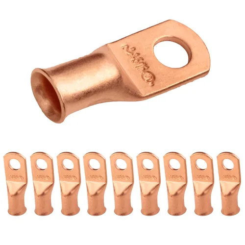 Vista 171 de SELTERM - 5 terminales de anillo resistentes para cable de batería, calibre 1/0 AWG, pernos de 1/2 pulgadas, terminales de calibre 0, ojales