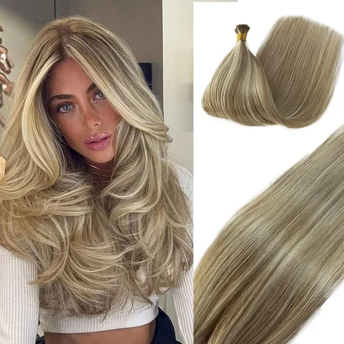 Vista 24 de Extensiones de cabello humano rubio con cinta, reflejos rubio ceniza y rubio platino, extensiones de cabello rubio platinado, cinta adhesiva