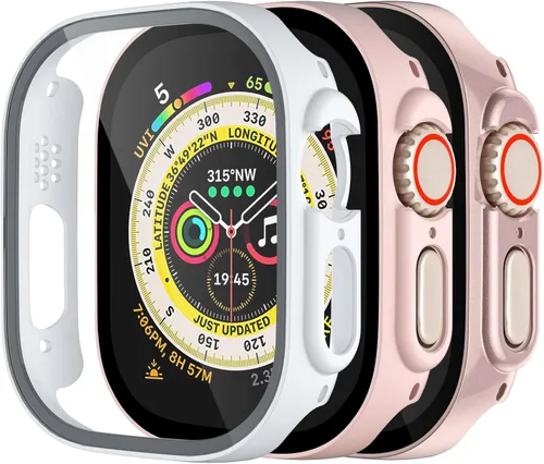 Vista 18 de Charlam - Funda de policarbonato duro compatible con Apple Watch de 38 mm, series 1, 2, 3, protector de pantalla integrado, ultradelgada, cobertura