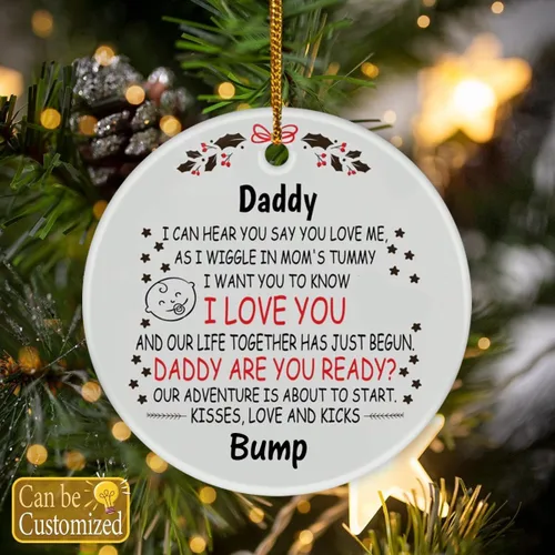 Vista 2 de Adorno de Navidad personalizado para papá para ser nuevo papá de Baby Bump Mommy to Be Our Adventure is About to Start Regalos personalizados