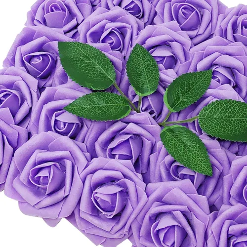Vista 14 de Wrapables® Flor de rosa artificial, flores de tacto real para ramos de boda y centros de mesa, aguamarina