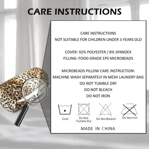 Vista 4 de CARRIE HOME Almohadas de Cuello de Microcuentas con Estampado de Leopardo Cilíndricas Tipo Puff Suaves - Almohada Pequeña de Rollo para Brazo