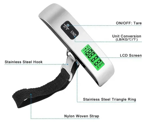 Vista 7 de Báscula digital de equipaje, báscula de pesaje de equipaje, báscula digital de peso de equipaje para bolsa grande, báscula portátil de mano