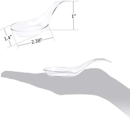 Vista 6 de Kingrol 200 cucharas de plástico para aperitivos, cucharas de degustación desechables para postres, aperitivos, sopas, sushi, salsas para sumergir