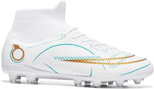 Vista 4 de JIEBUNIAO Zapatos deportivos de fútbol para hombre, botas altas con picos para exterioresinteriores, para niños y niñas, tenis de entrenamiento