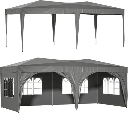 Vista 11 de KELRIA Tienda de campaña para exteriores de 10 x 30 pies, tienda de campaña para fiestas, bodas, cumpleaños, con 5 paredes laterales extraíbles