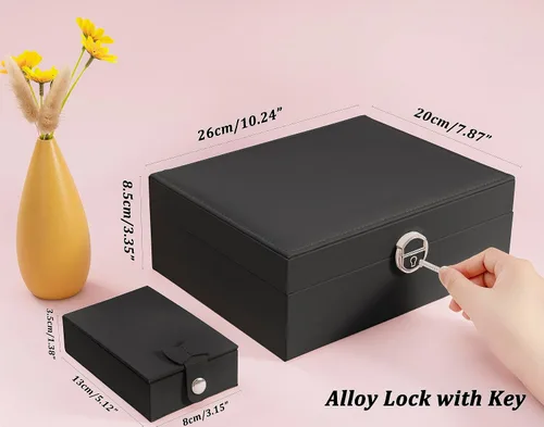 Vista 7 de Joyero organizador para mujeres y niñas, 2 en 1, cajas de joyería y organizadores, caja organizadora de joyas grande para anillos, pulseras