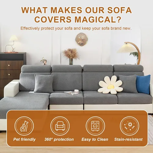 Vista 3 de Fundas de cojín para sofá, fundas para sofá modular, fundas elásticas para sofá en forma de L y asientos modulares, protector de muebles apto