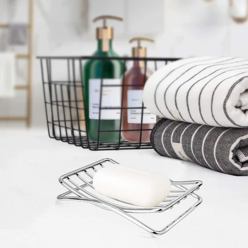 Vista 2 de Jabonera GUUKAR de Acero Inoxidable para Barra de Jabón en Ducha y Baño, Jabonera Autodrenante con Soporte para Esponja para Fregadero de Cocina