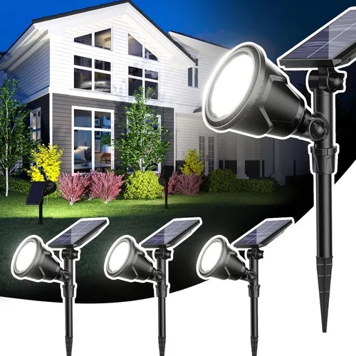 Vista 14 de ROSHWEY Focos solares para exteriores, focos de 600 lúmenes, impermeables, iluminación exterior de inundación para entrada, patio, jardín, paisaje