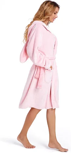 Vista 2 de OLAOLA Women Hooded Plush Robes, Soft Animal Bathrobe for Women, Cozy Warm Home Pajamas Christmas Gift