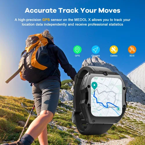 Vista 6 de Rogbid Model X Global 4G LTE SmartWatches - Teléfono para hombres con cámara dual de 13MP+5MP de cerámica con tarjeta SIM, monitor de sueño