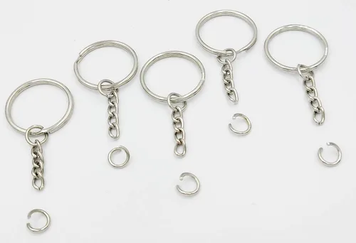 Vista 3 de Llavero con cadena y anillos abiertos de 1 pulgada, paquete de 50, 50pack
