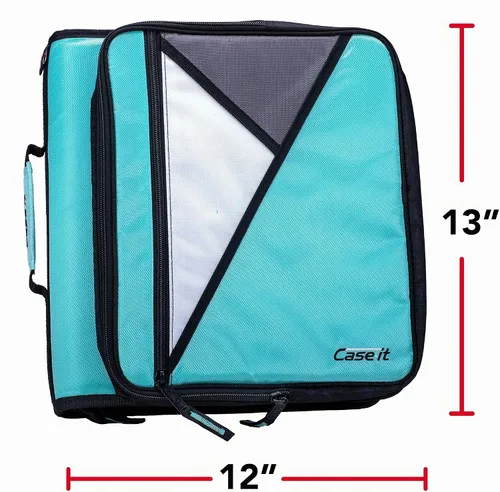 Vista 7 de Case-it - Carpeta escolar con cremallera, juntas tóricas de 2 pulgadas, 350