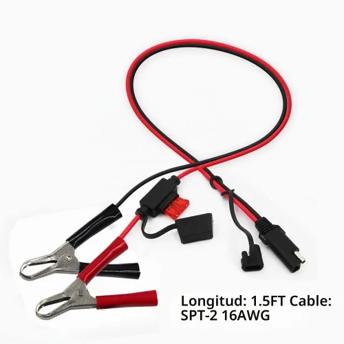 Vista 2 de Paquete de 3: Clip de cocodrilo de batería de 1.5 pies y 12 V a SAE 2 pines, cable de desconexión rápida SAE a cable de abrazadera de batería