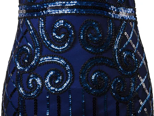 Vista 6 de Vijiv vestido largo inspirado en 1920 de Gatsby con lentejuelas