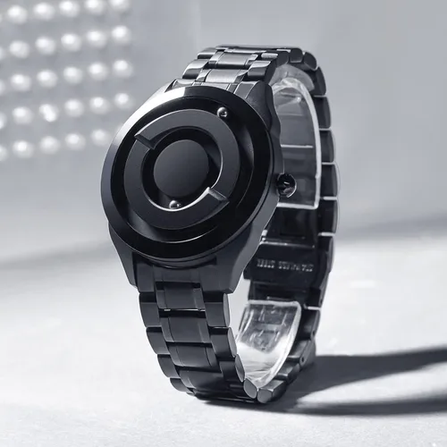 Vista 2 de EUTOUR Reloj de pulsera para hombre, magnético, minimalista, unisex, de acero inoxidable