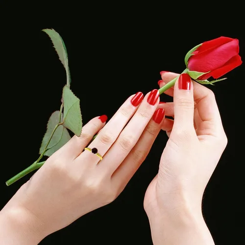 Vista 4 de Galaxy Gold GG Anillo solitario de oro macizo de 14 quilates color granate talla 65 Metal Gema Granate