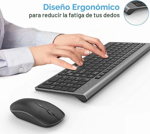 Vista 6 de JOYACCESS Teclado y ratón inalámbricos, teclado y mouse inalámbricos ergonómicos y delgados de 2.4G diseñados para Windows, PC, portátil, tableta