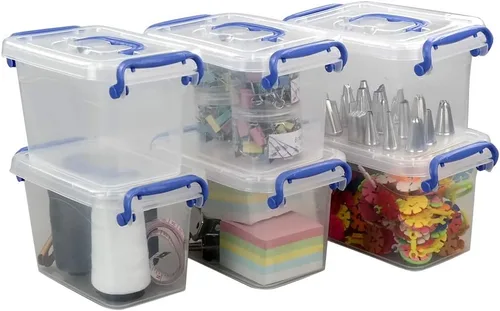 Vista 7 de Mini contenedor de plástico de 2 L, caja de almacenamiento transparente, juego de 6