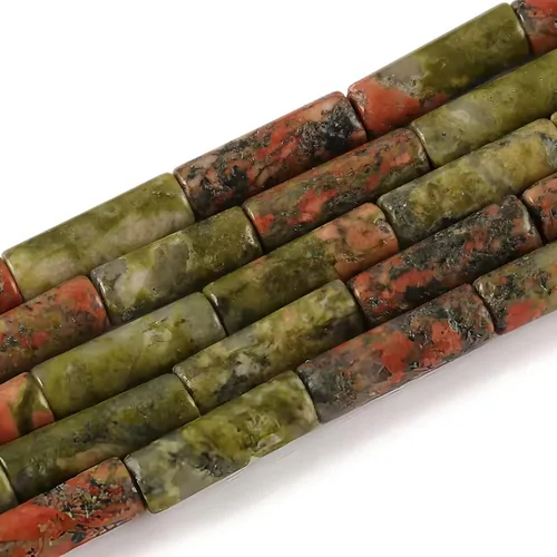Vista 26 de HAAMIIQII Cuentas de tubo de amazonita natural de 0.512 x 0.157 in, cuentas sueltas de piedra cilíndrica para fabricación de joyas, 15 pulgadas