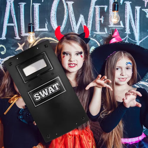 Vista 2 de KESYOO Police SWAT Shield - Juguetes de armas para juegos de rol, accesorios de cosplay para niños, regalo de Halloween, negro, mediano