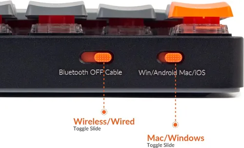 Vista 6 de Keychron K1 SE, 87 teclas ultra delgado inalámbrico BluetoothUSB con cable teclado mecánico con retroiluminación LED blanca, interruptor marrón