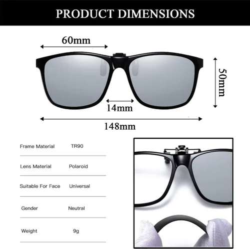 Vista 5 de Gafas de sol polarizadas con clip antirreflejos, protección UV, gafas de sol para conducir sobre gafas graduadas