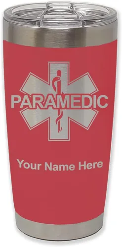 Vista 24 de LaserGram Vaso aislado al vacío de 20 onzas, paramédico, grabado personalizado incluido (negro) Engraved Gift for Paramedics, Vacuum Insulated