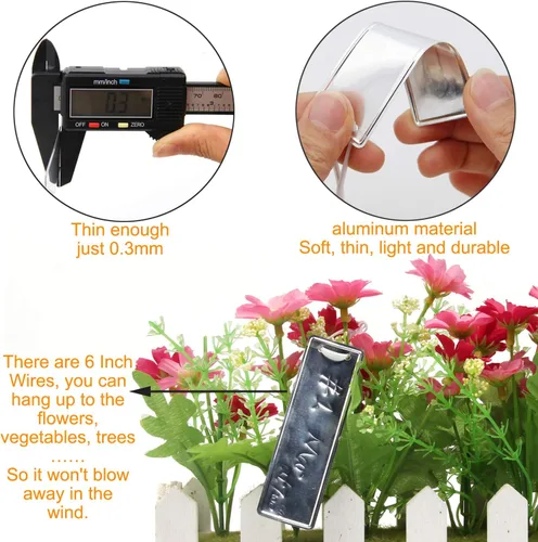 Vista 4 de Etiquetas de aluminio para plantas, etiquetas de metal de doble cara, árbol